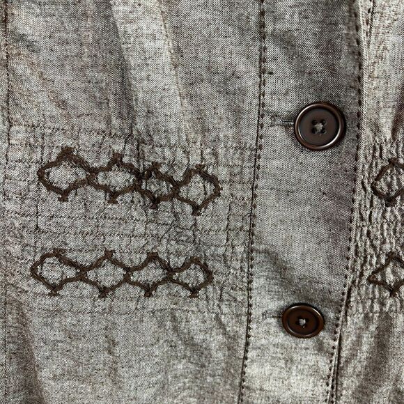 LANE BRYANT beige brown embroidered collared top blouse shirt short sleeve 26 - Picture 3 of 6